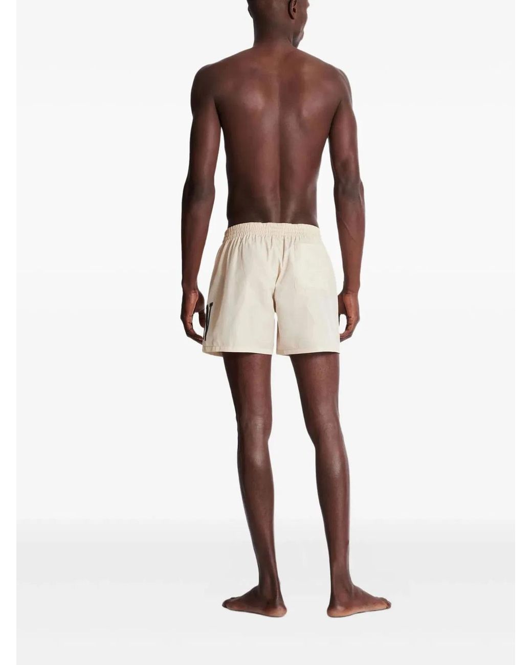 Balmain White Logo-Print Swim Shorts for men