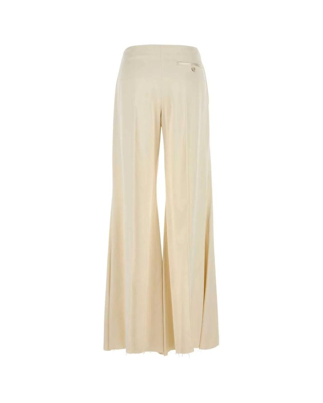 McQueen White Cream Satin Wide-Leg Pant