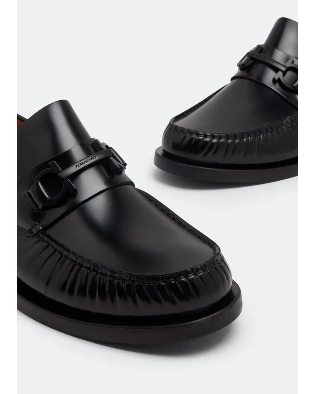 Ferragamo Black Mocasin With Gancini Decoration for men