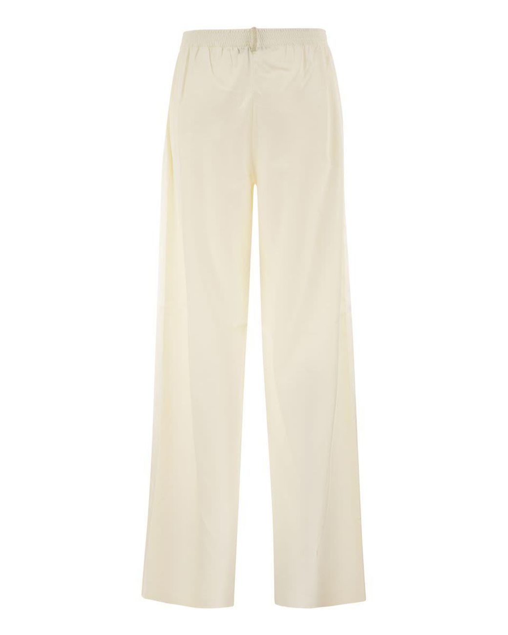 Fabiana Filippi White Virgin Wool Flannel Trousers With Elasticated Waistband