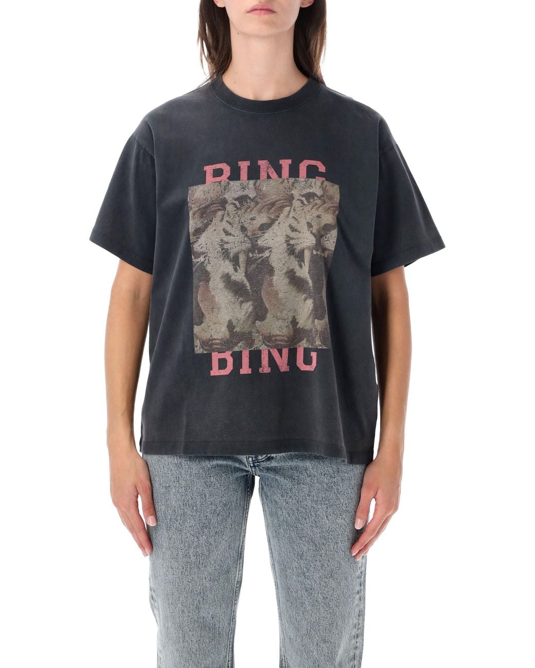 Anine Bing Black Cade Tee Tiger Bing