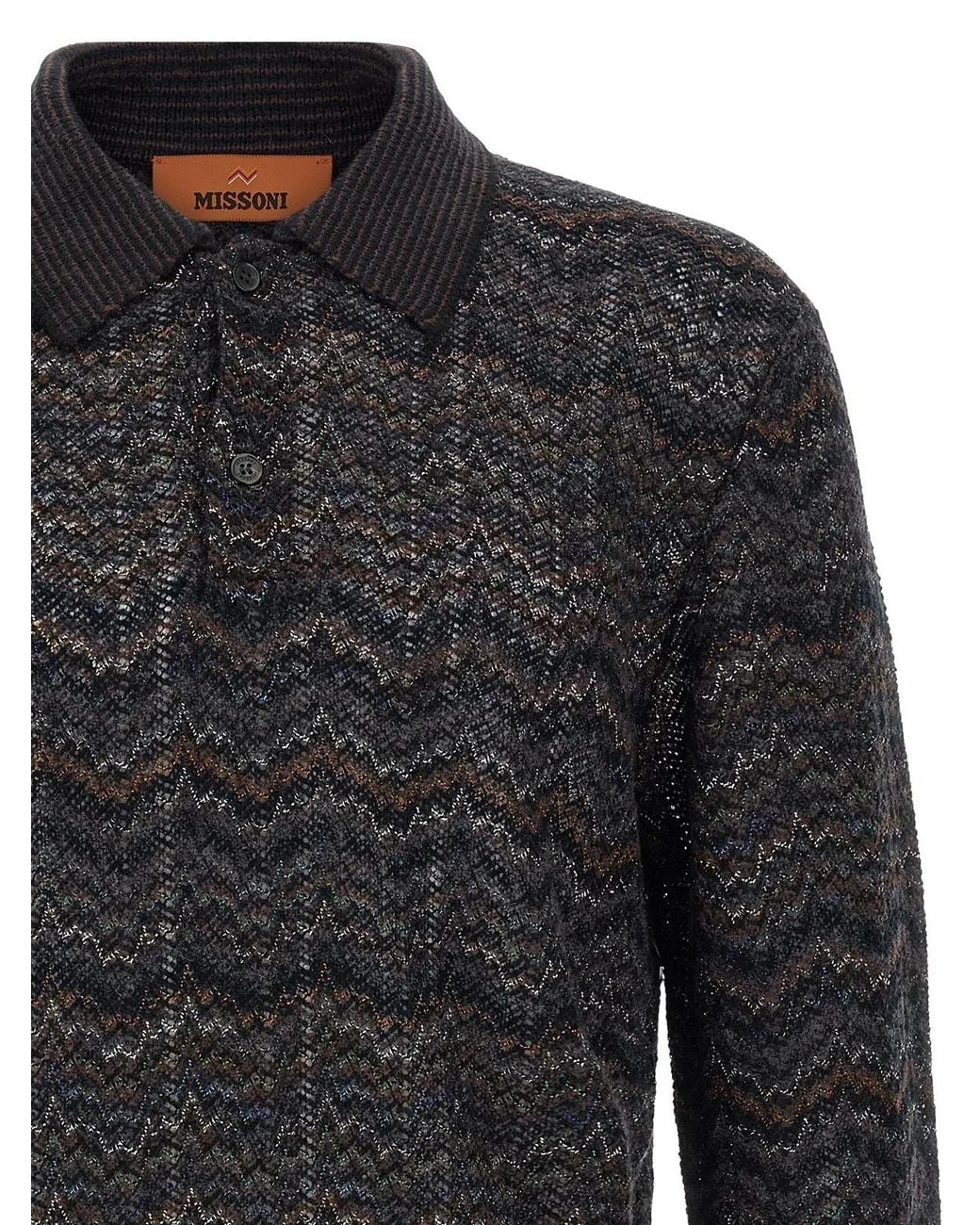 Missoni Black Knitted Polo Shirt for men