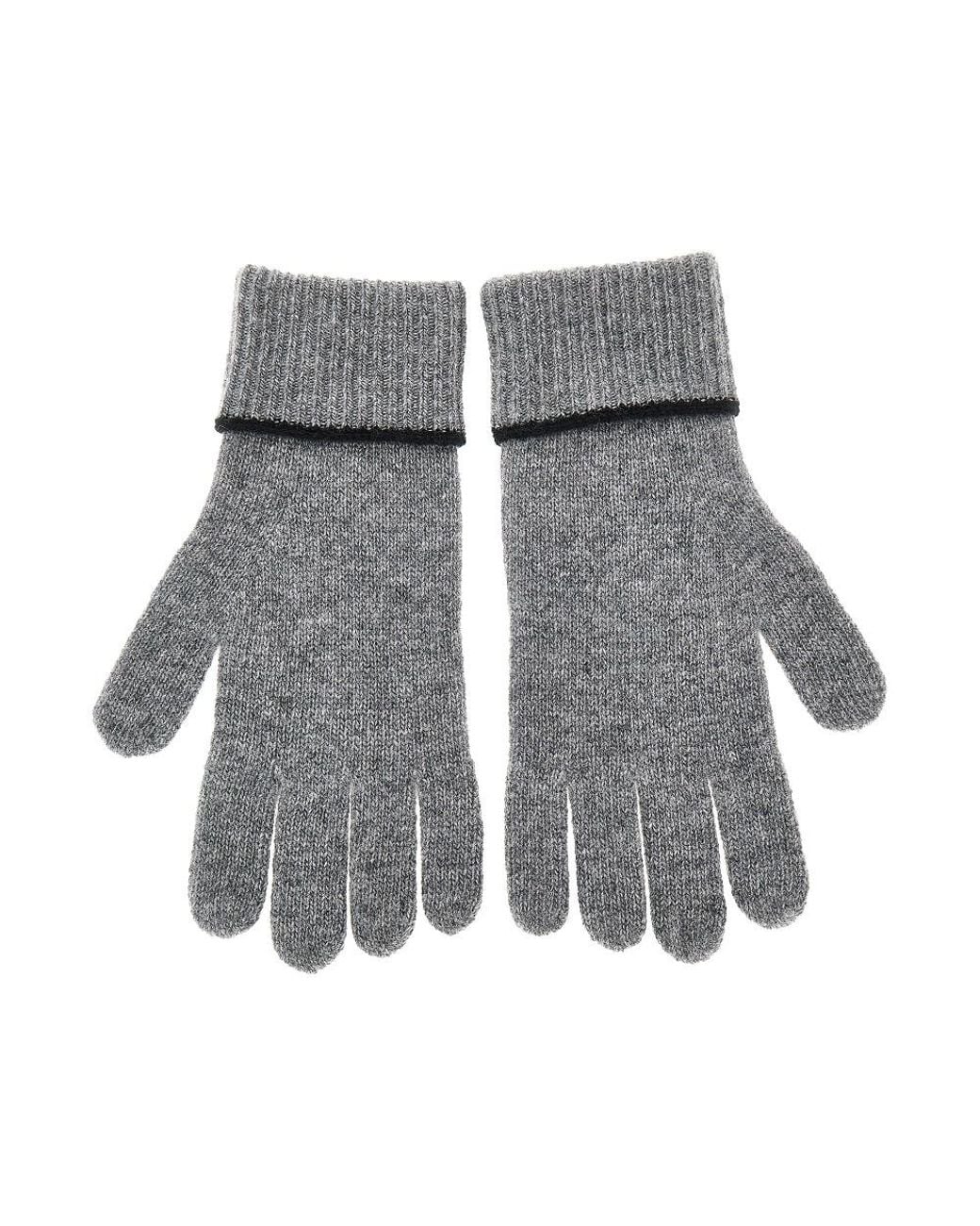 Chloé Gray Encoeur Wool And Cashmere Gloves