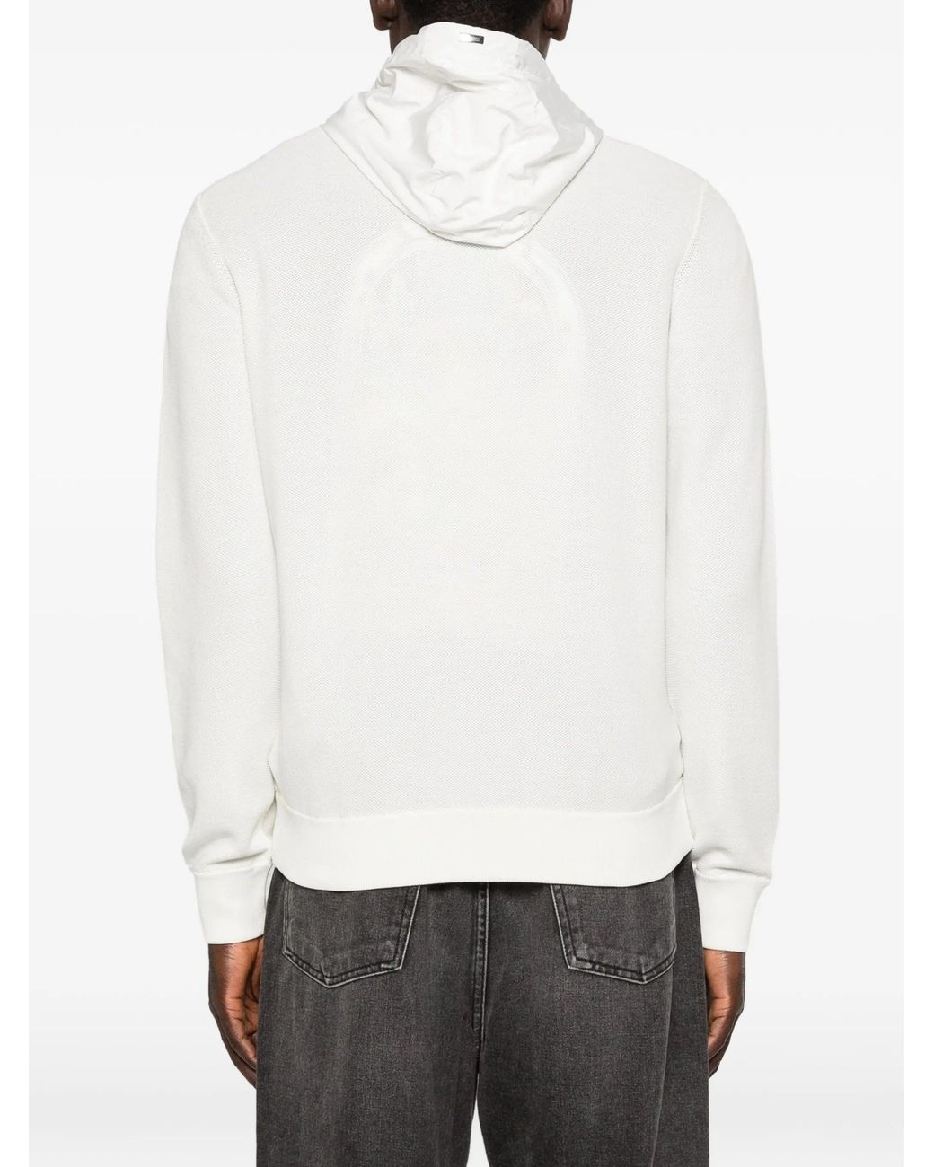 Herno White Natural Cotton Polyester Sweatshirt Jacket for men