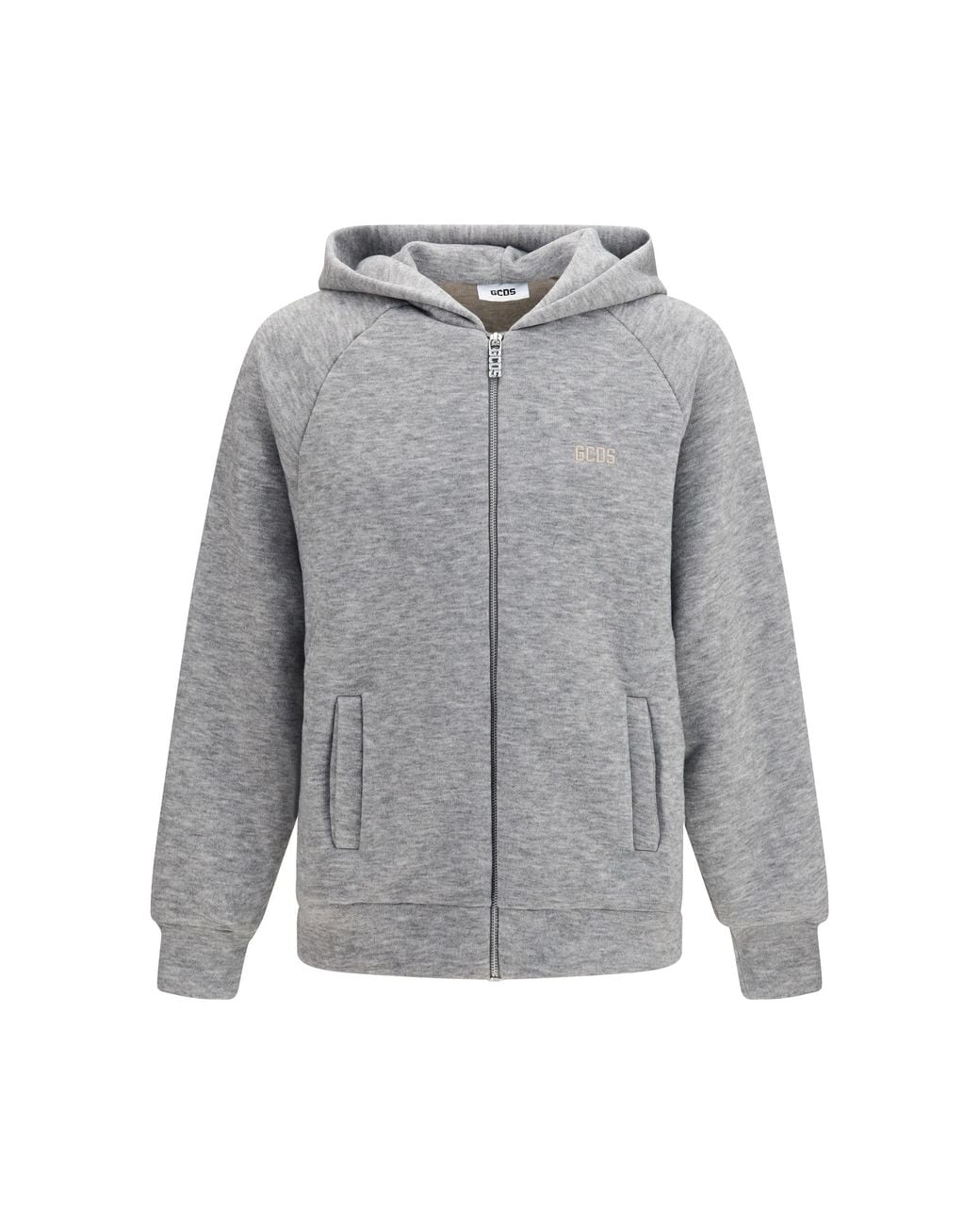 Gcds Gray Hooded Sweatshirt With Back Logo for men