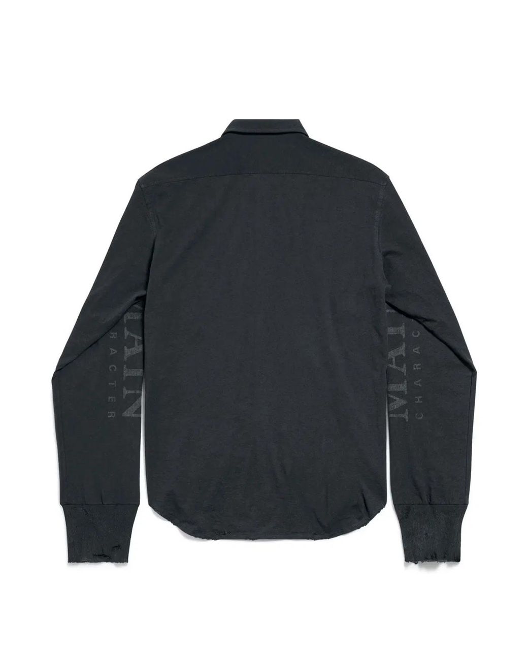 Balenciaga Blue Main Character Artwork Long-Sleeved Jersey Polo Shirt Clothing for men