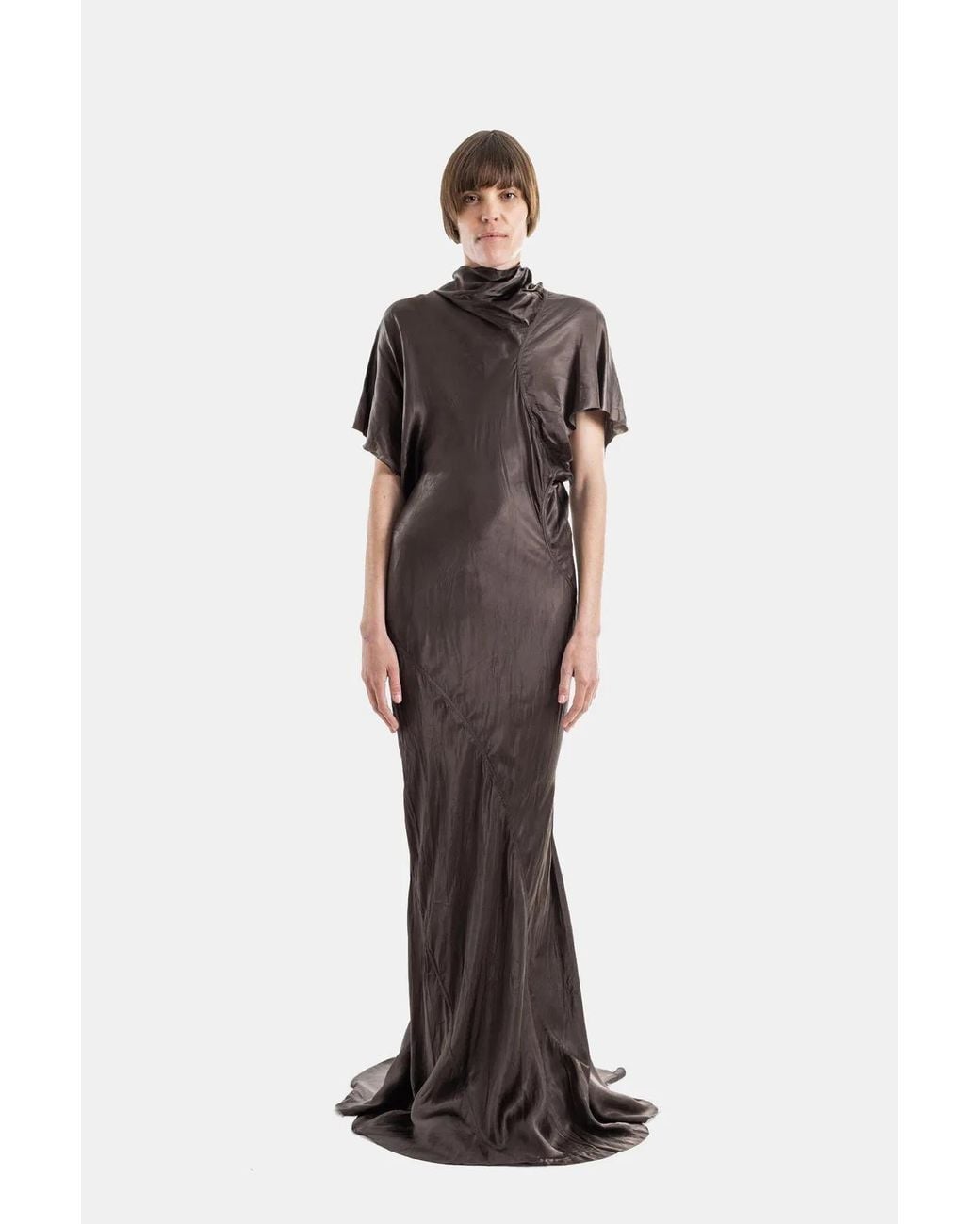 Rick Owens Multicolor Robe Longue En Cupro Satiné Drapé Seb Gown