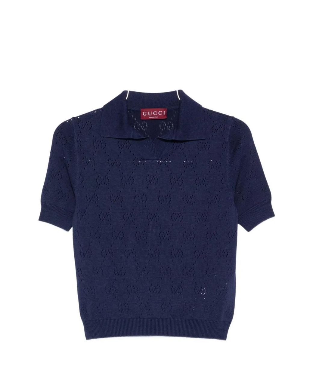 Gucci Blue Cotton Polo Monogram