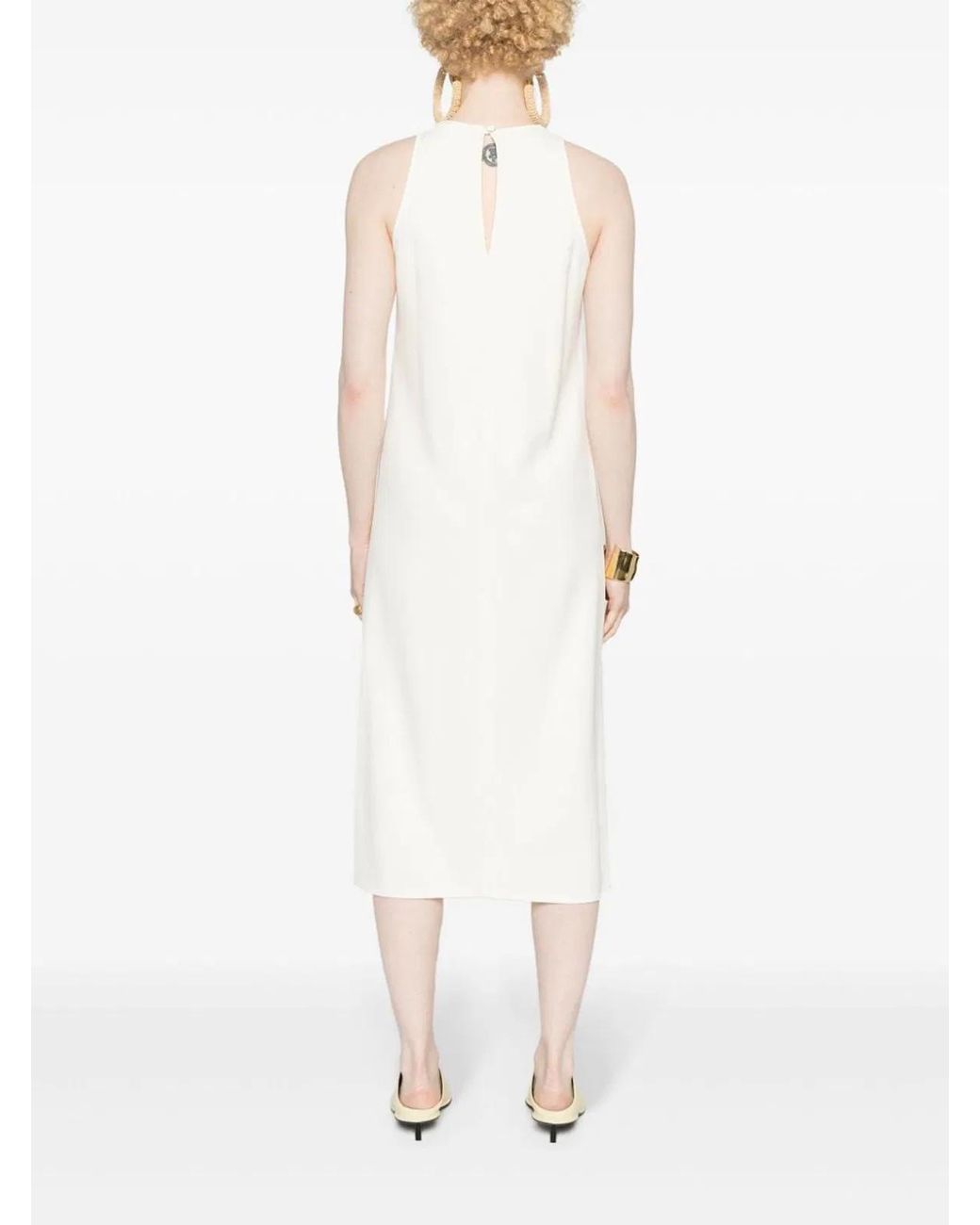 Erika Cavallini Semi Couture White Sleeveless Midi Dress