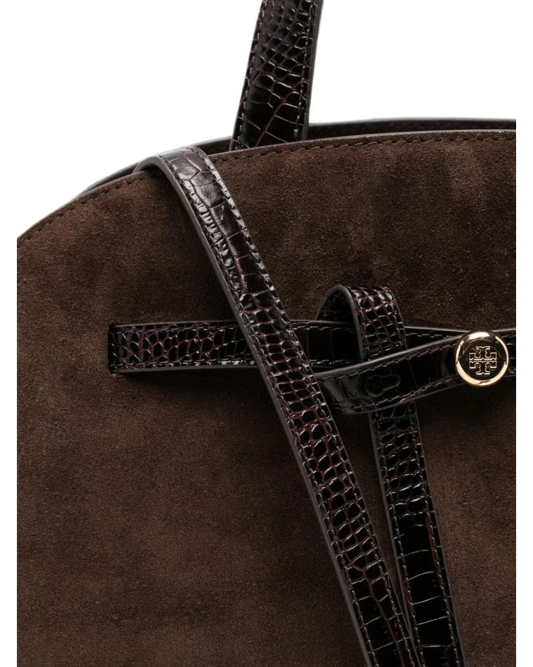 Tory Burch Brown Romy Suede Leather Boston Bag