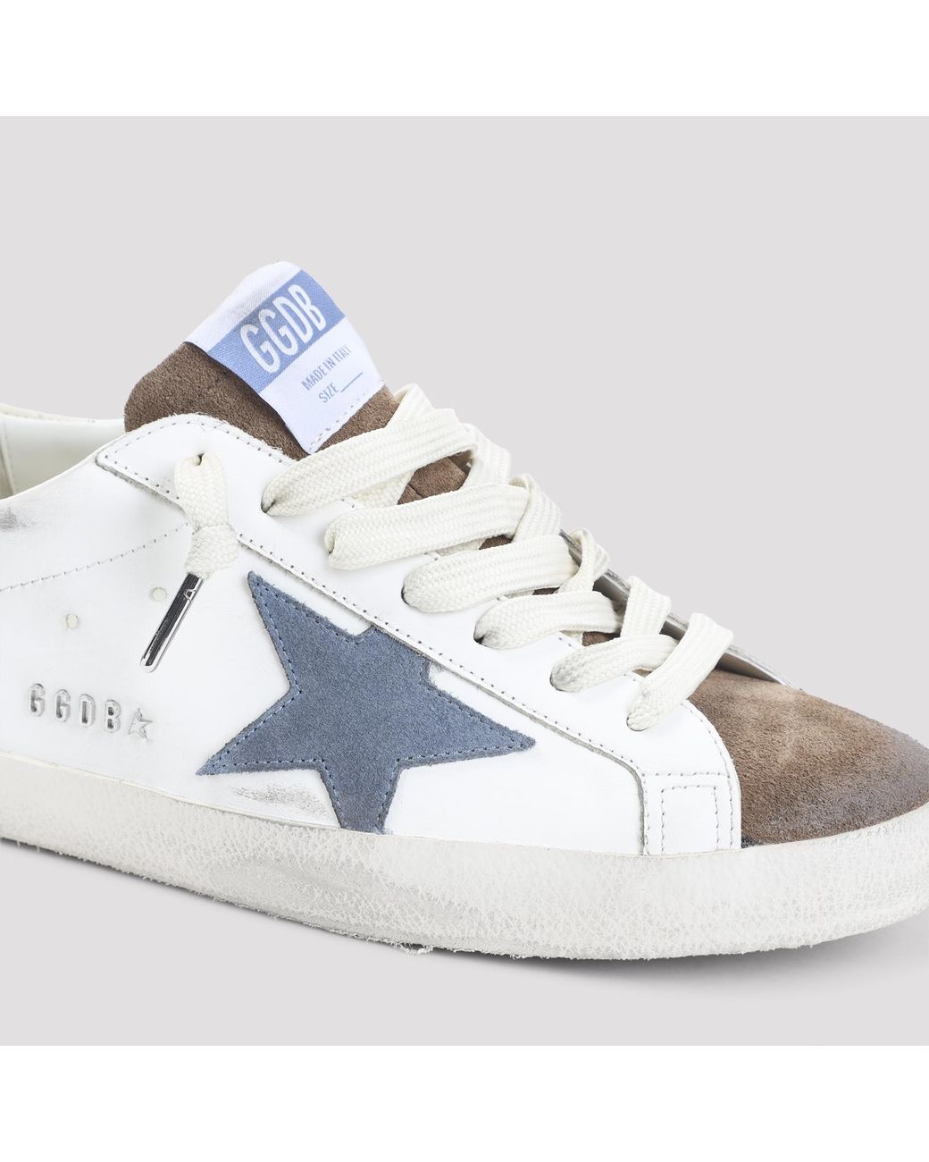 Golden Goose Deluxe Brand White "Super Star" Leather Upper And Heel Suede Toe Star And Spur With Metal Lettering Sneakers for men