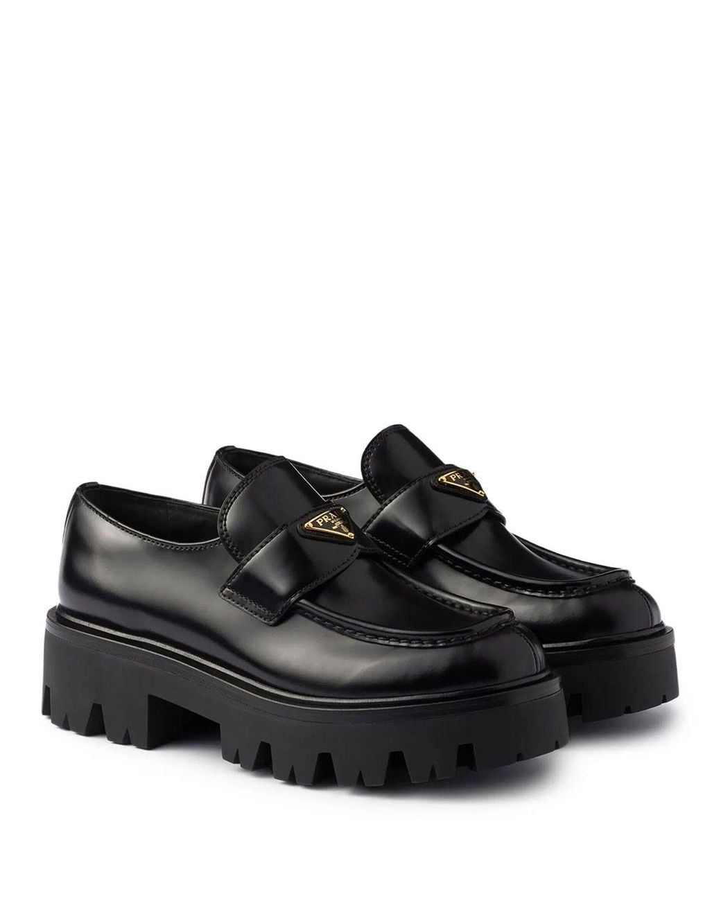 Prada Black Brushed Leather Loafers