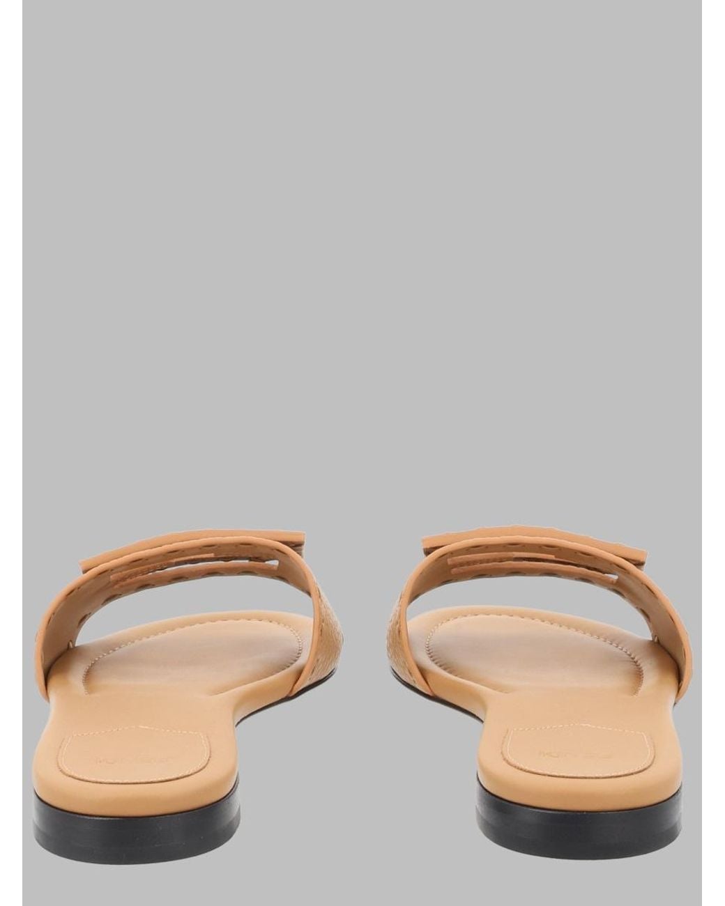 Fendi Natural Tube Slide Sandals With 1 Cm Heel