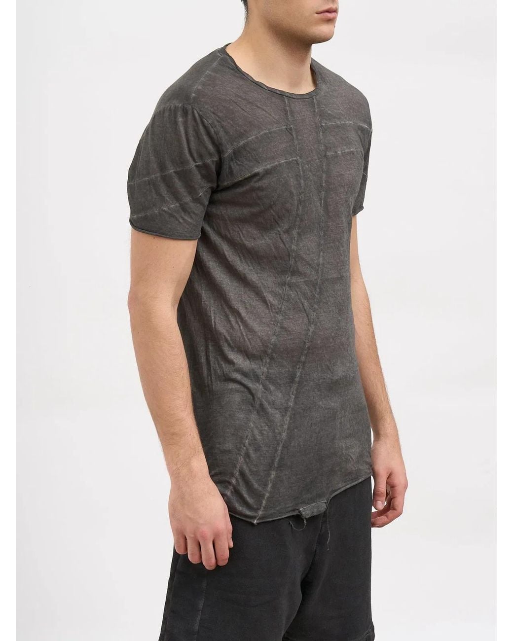 MD75 Gray Cotton Crew Neck T-Shirt for men