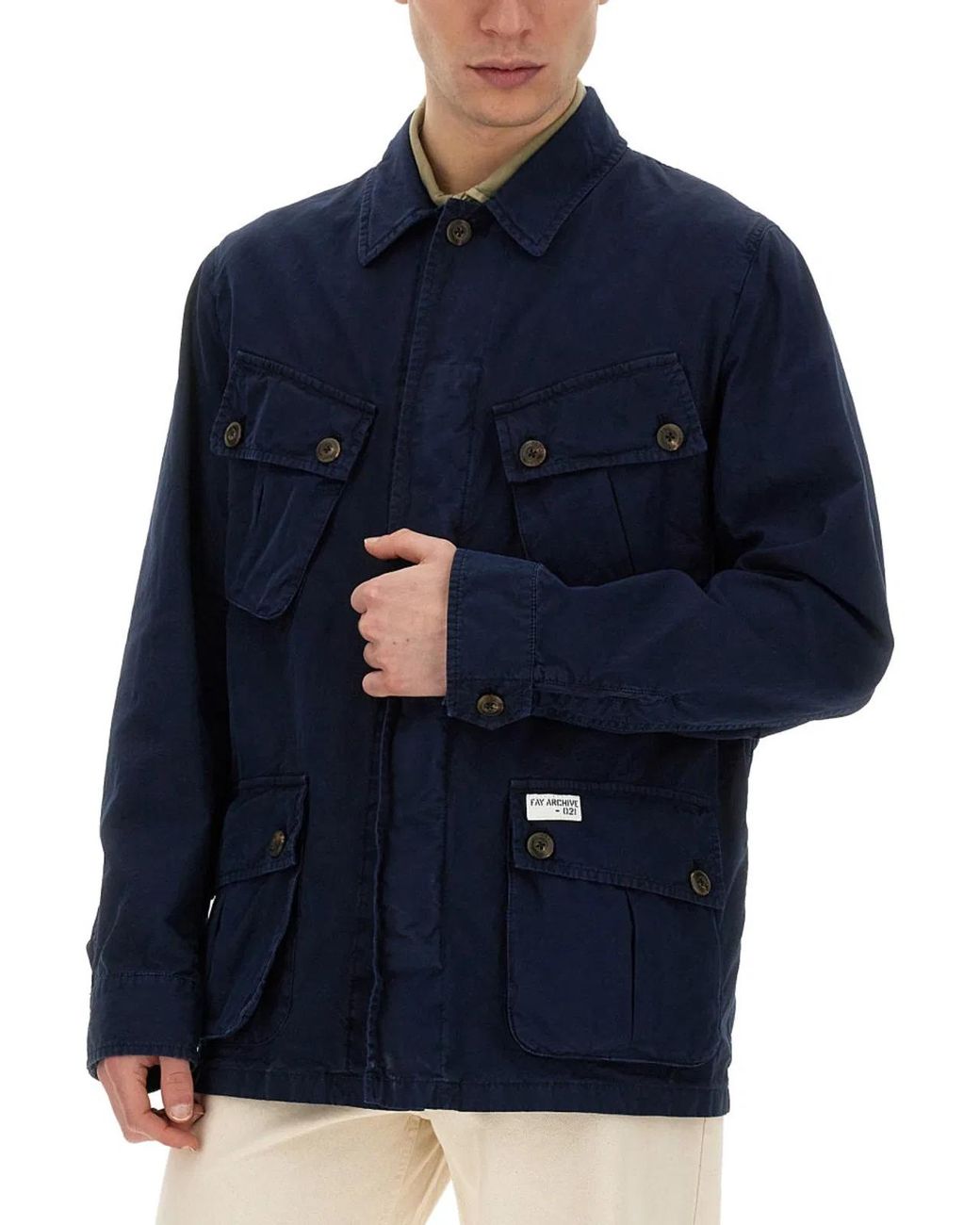 Fay Blue Cotton Jacket for men