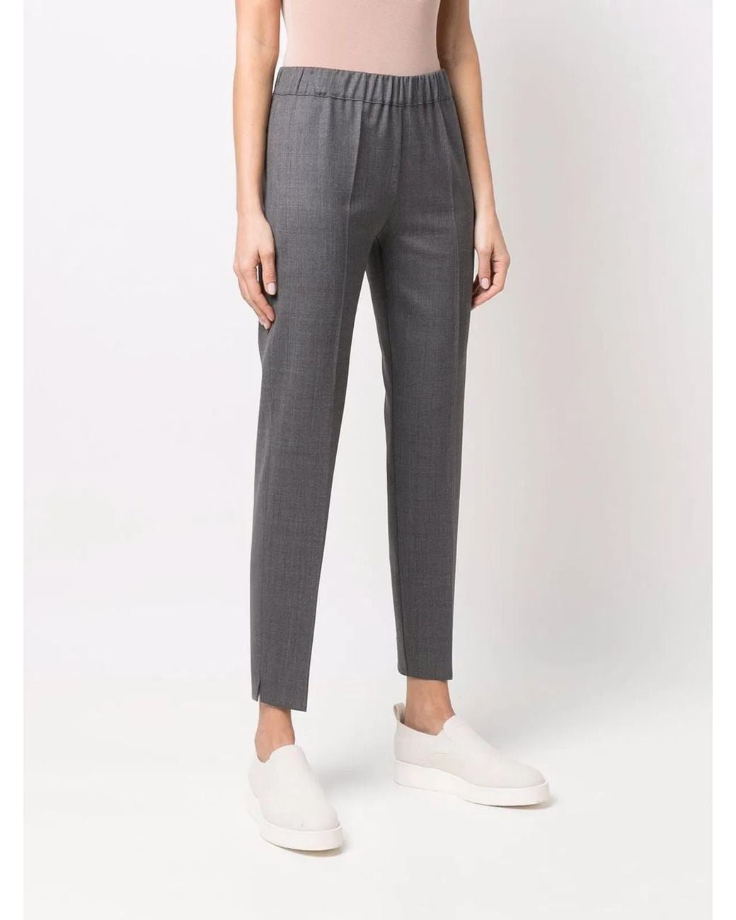 D.exterior Gray Virgin Wool-Blend Contrast Stitching Trousers