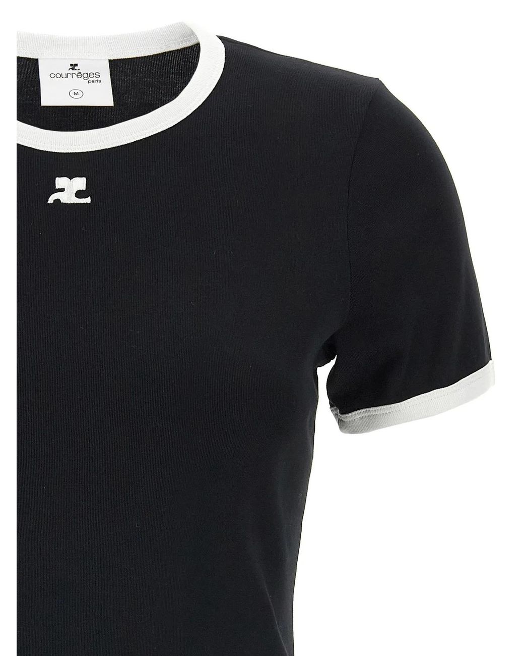 Courreges Black Signature Contrast' T-Shirt
