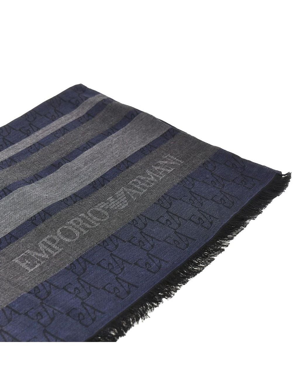Emporio Armani Blue Viscose And Modal-Blend Scarf for men