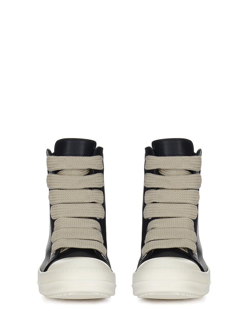 Rick Owens Black Jumbolace Leather Sneakers