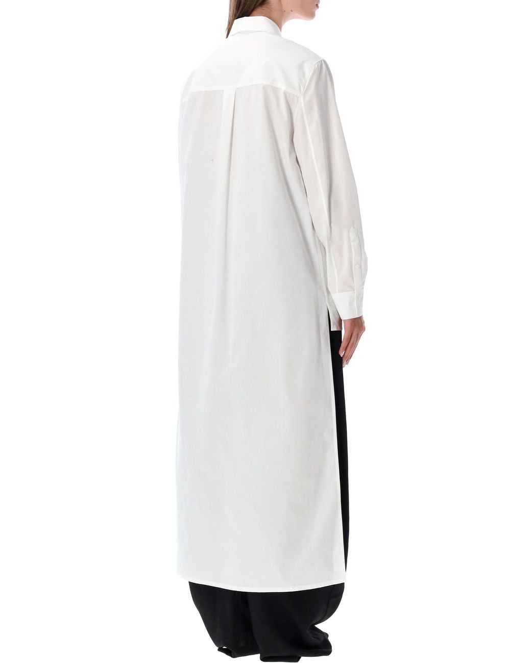Alaïa White Alaia Asymmetric Cotton Poplin Shirt