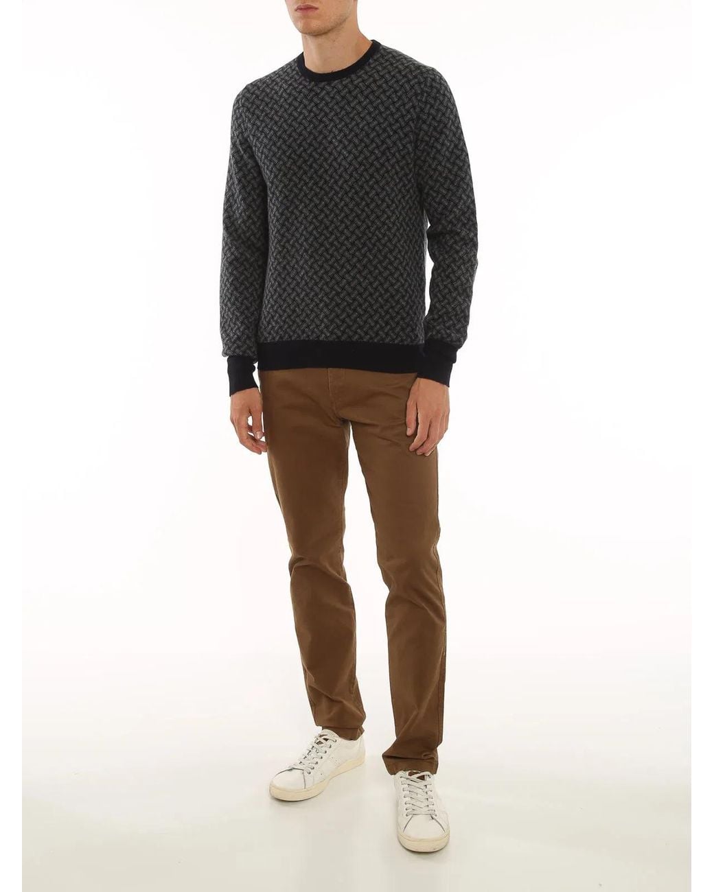 Drumohr Black Biscuit Pattern Cashmere Jumper for men