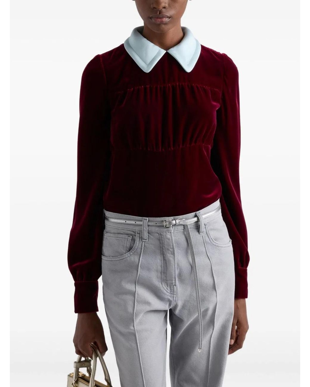 Prada Red Bordeaux Viscose Recycled Cupro Top