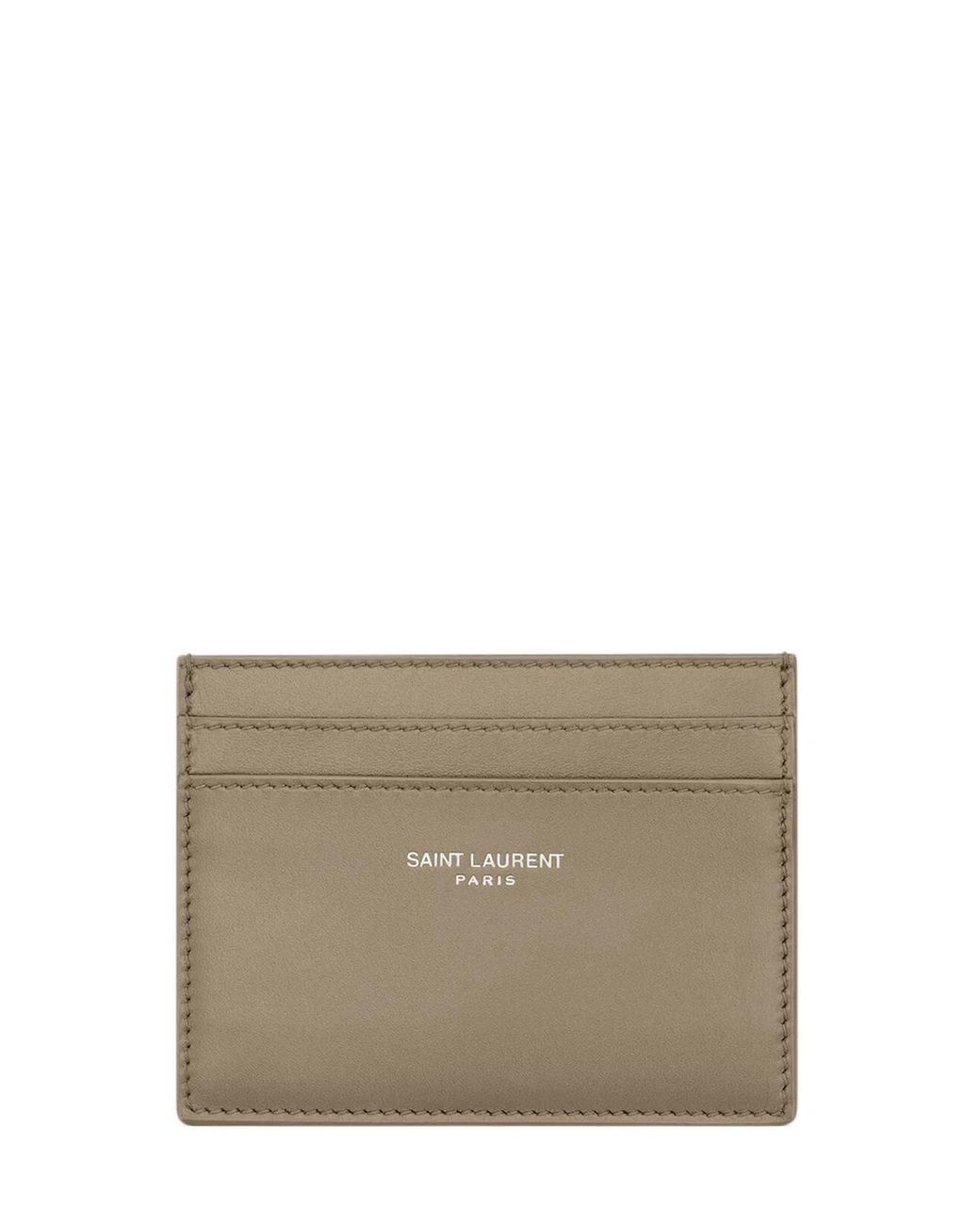 Saint Laurent Gray Calf Leather Card Case for men