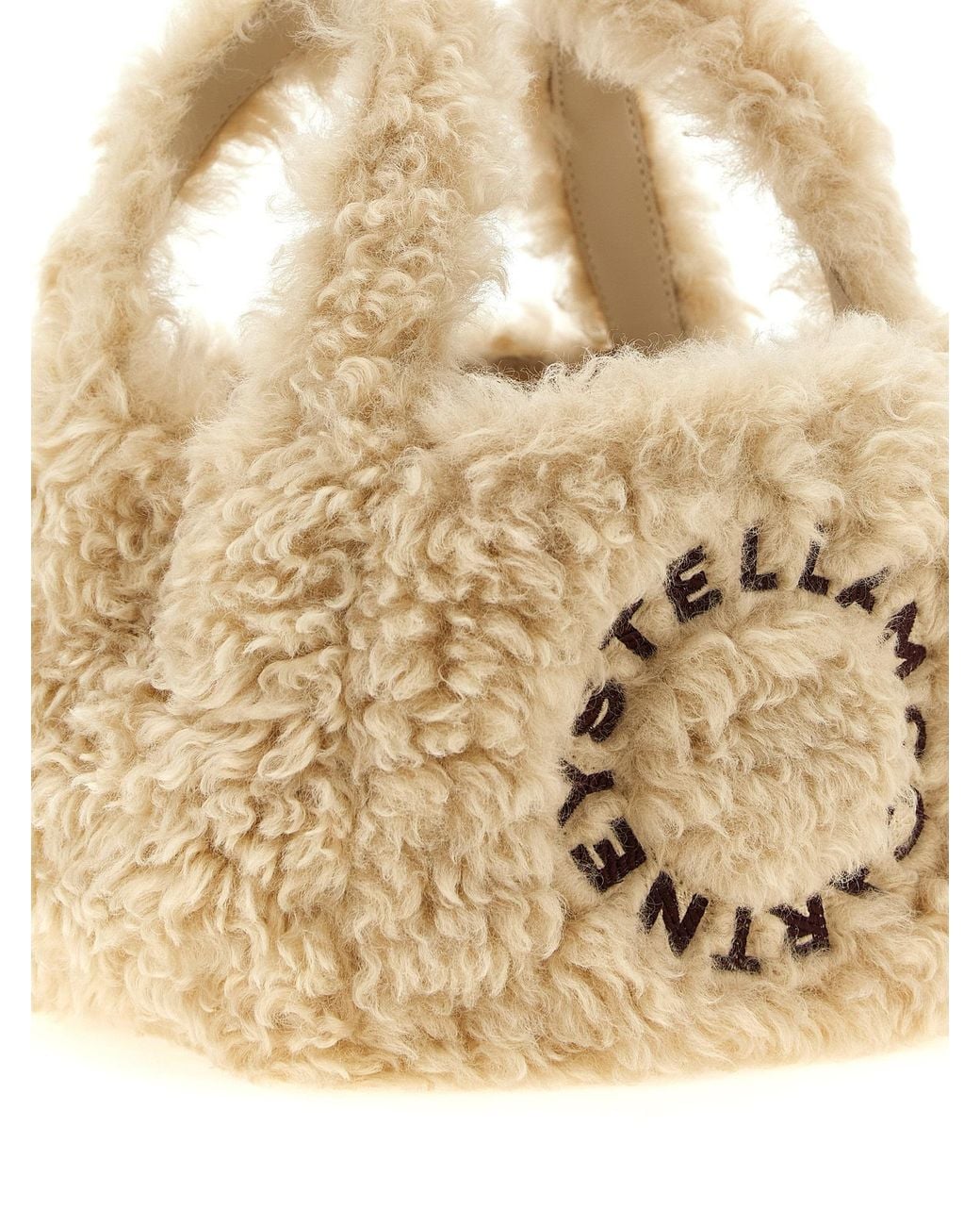 Stella McCartney Natural Shearling Logo Shoulder Bag