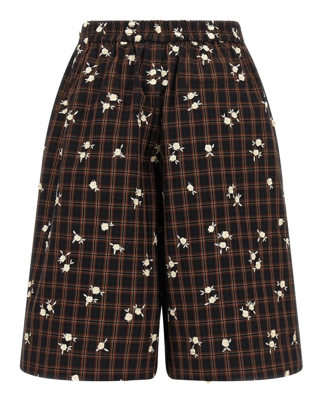 Ganni Black 'Check Flower' Bermuda Shorts
