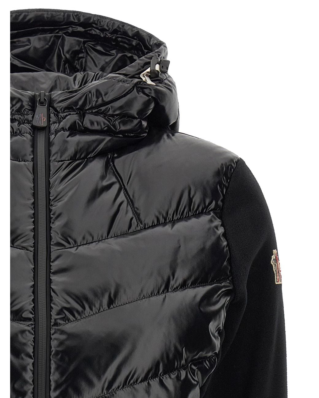 Moncler Black Padded Cardigan With Hood And Zip