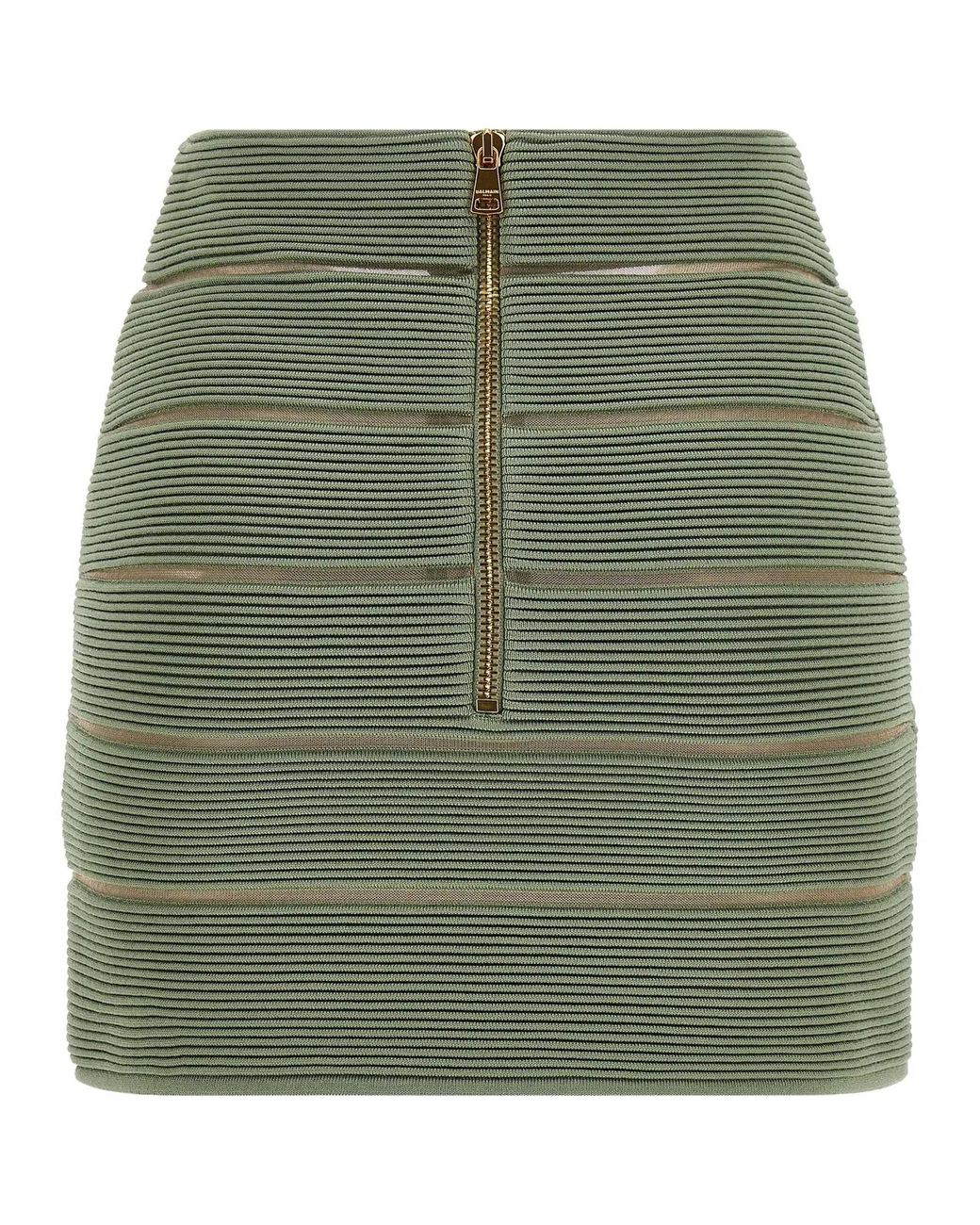 Balmain Green V-Shaped Waist Skirt