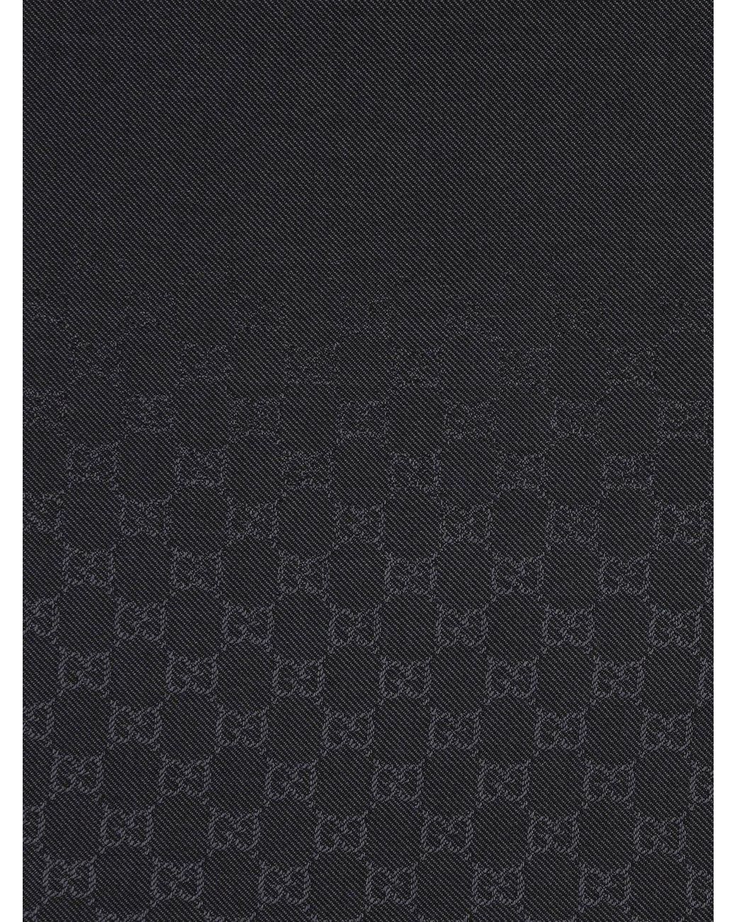 Gucci Black Gg Wool Scarf