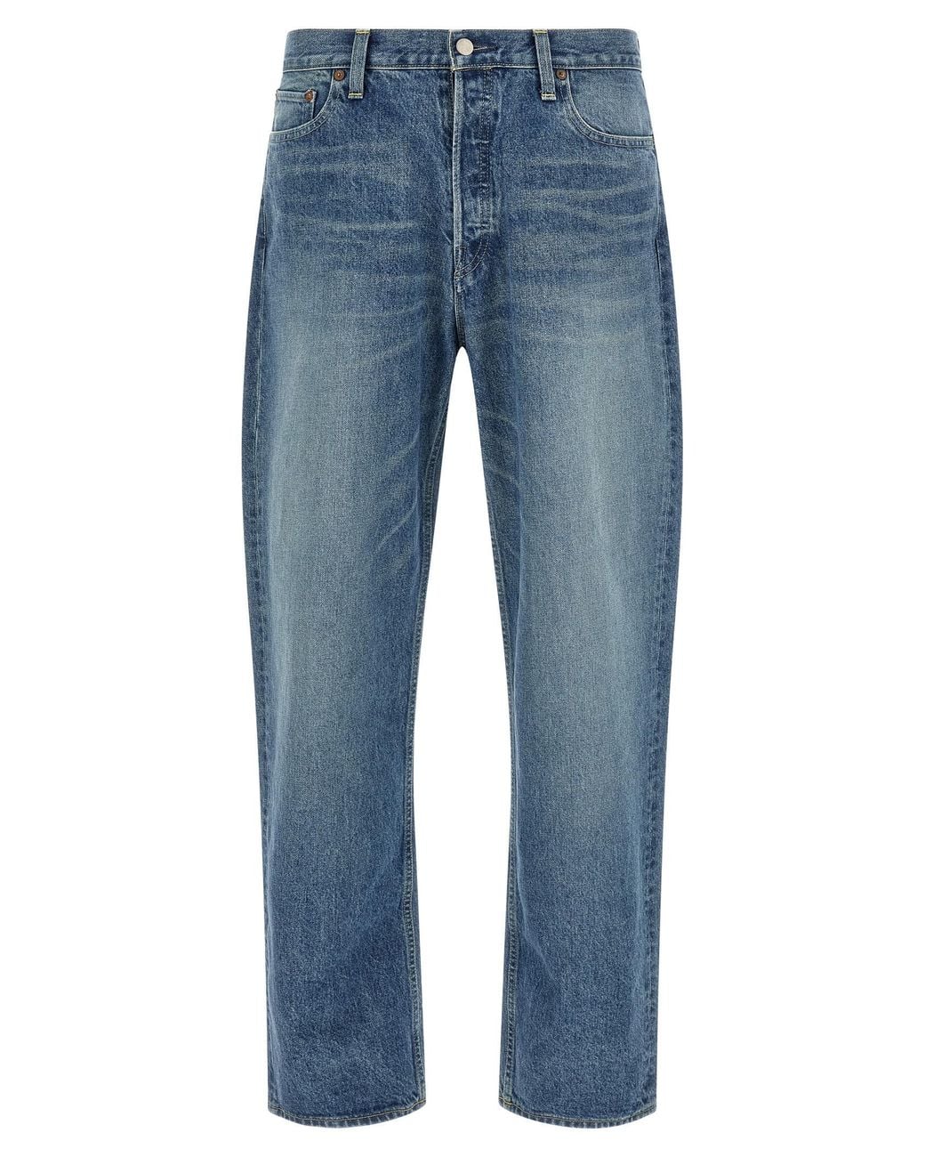 Ssstein Blue Cotton Tapered Jeans for men