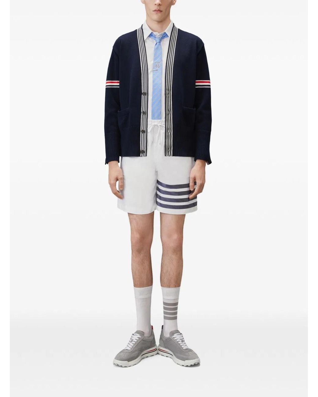Thom Browne White Oxford Shirt With 4-Stripe Detail for men