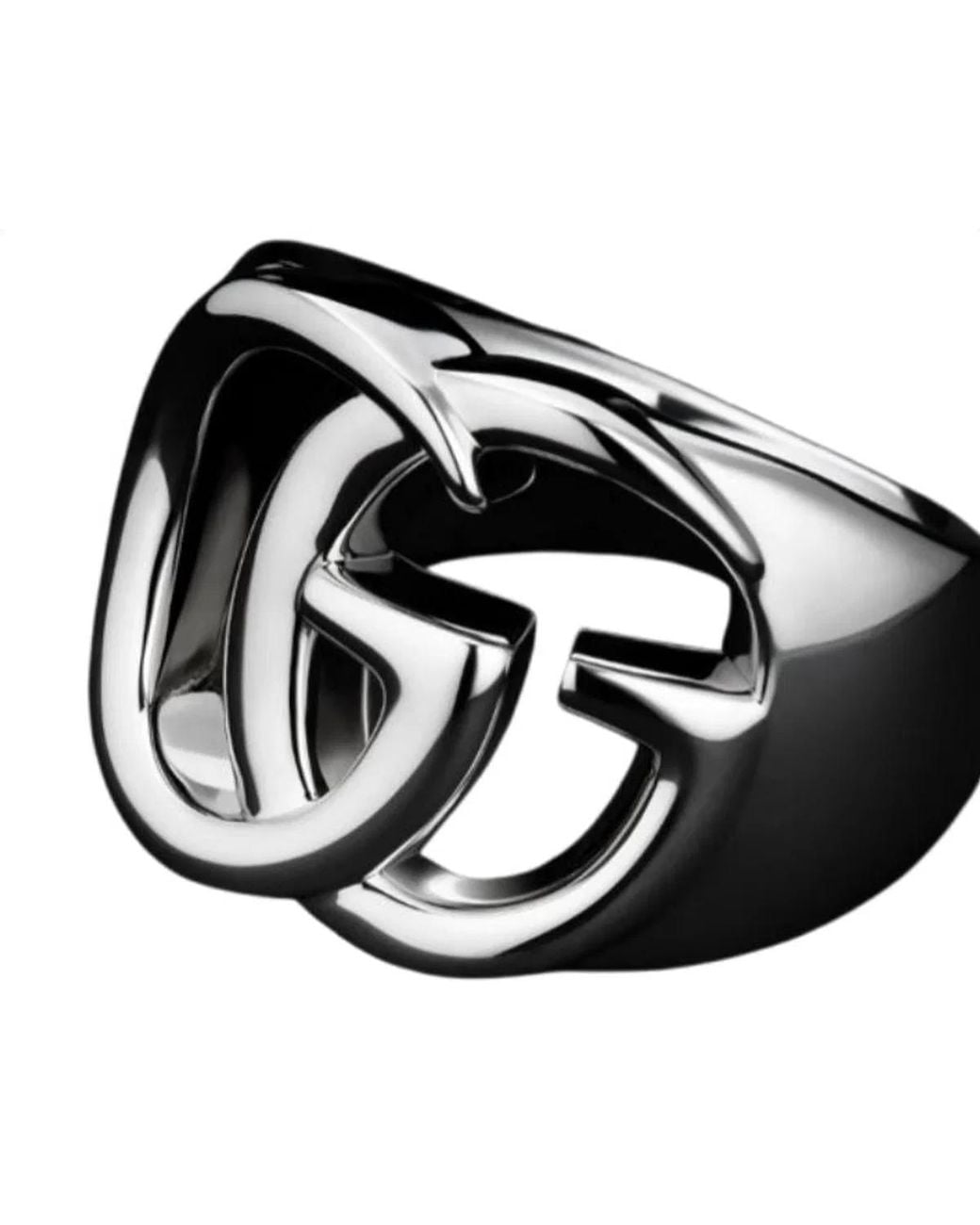 Gucci Black Interlocking Metal Ring Jewelry