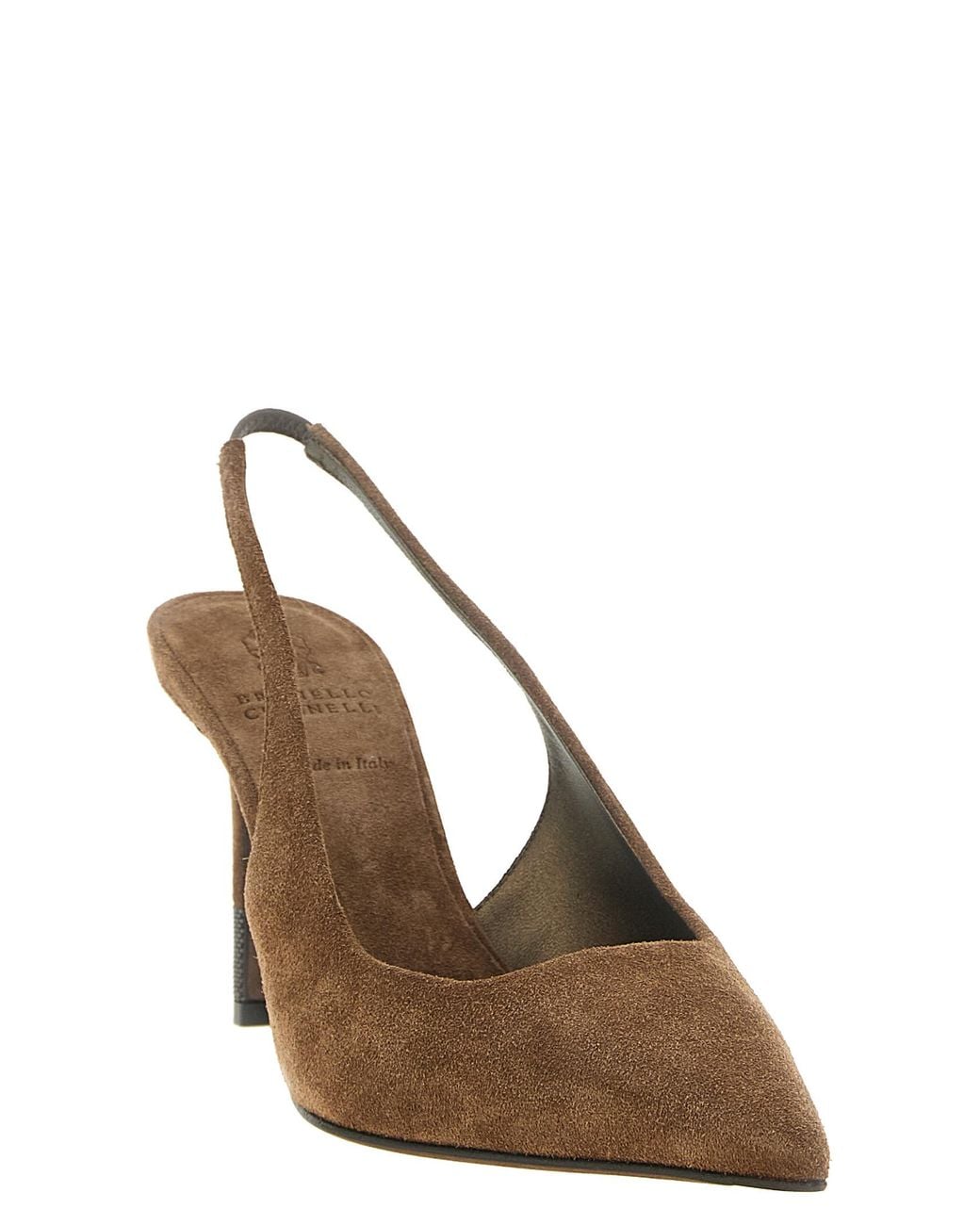 Brunello Cucinelli Brown Suede Slingbacks