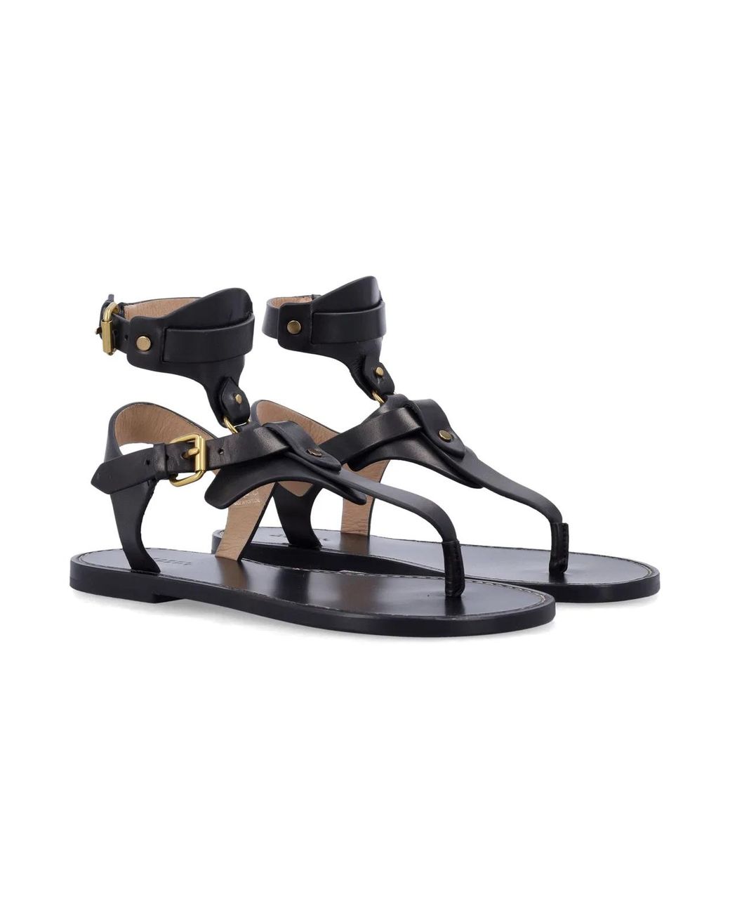 Isabel Marant Metallic Eveen Flat Leather Thong Sandals