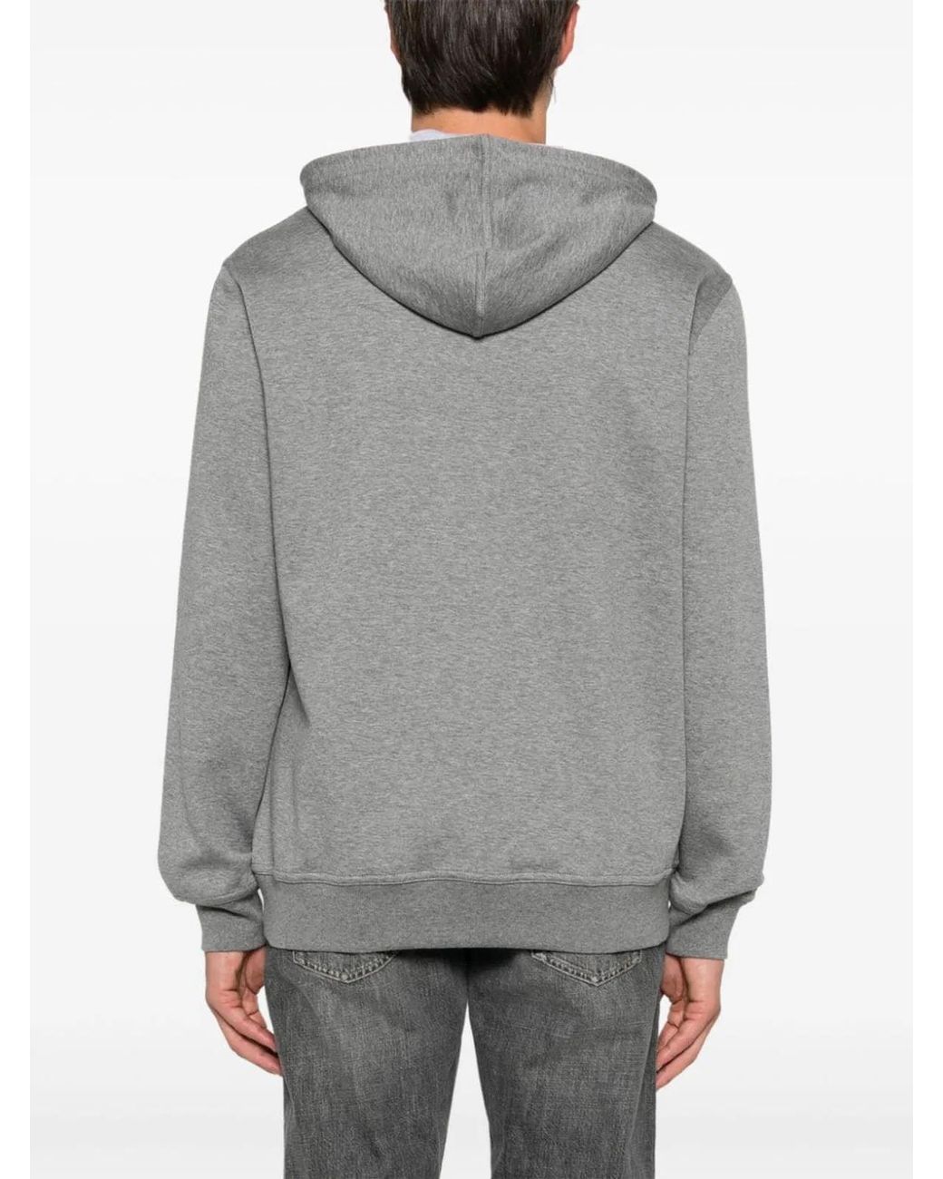 Brunello Cucinelli Gray Melange Cotton-Blend Zip-Up Hoodie Featuring Cashmere, Silk, And Kangaroo Pockets for men