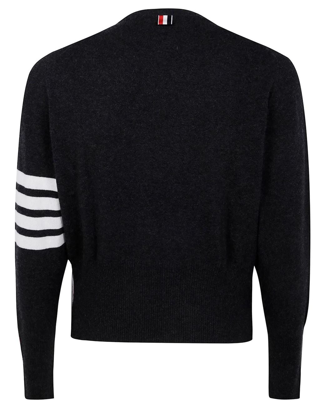 Thom Browne Black Classic Crewneck Short Pullover With 4 Bar Stripe for men