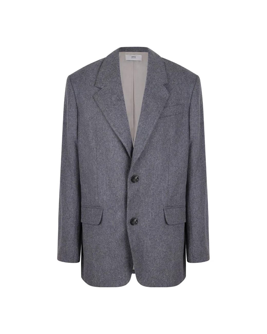 AMI Gray Doublebreasted Wool Jacket for men