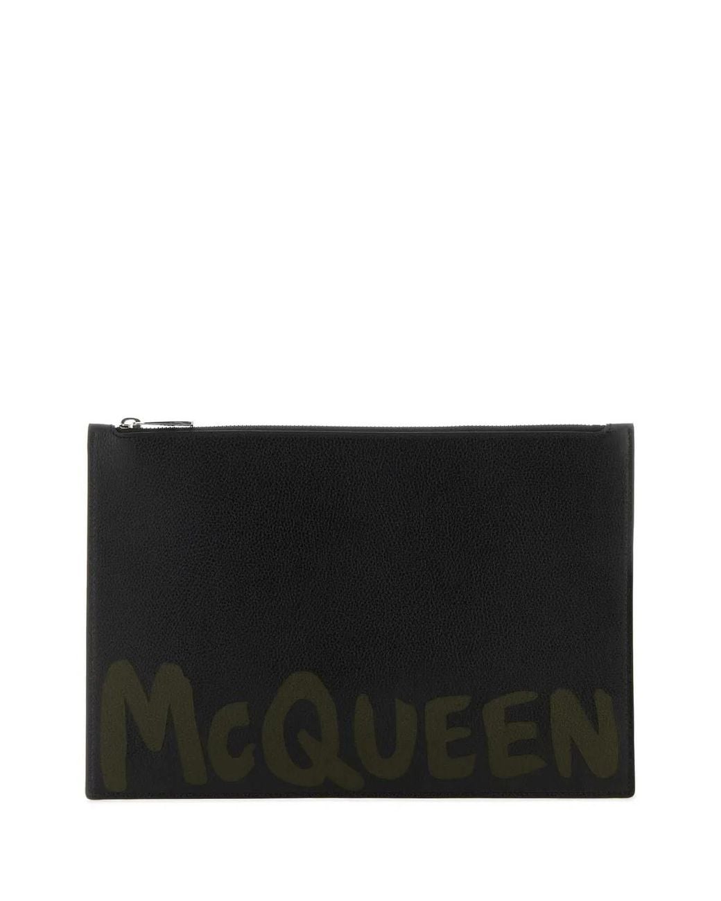McQueen Black Leather Clutch for men