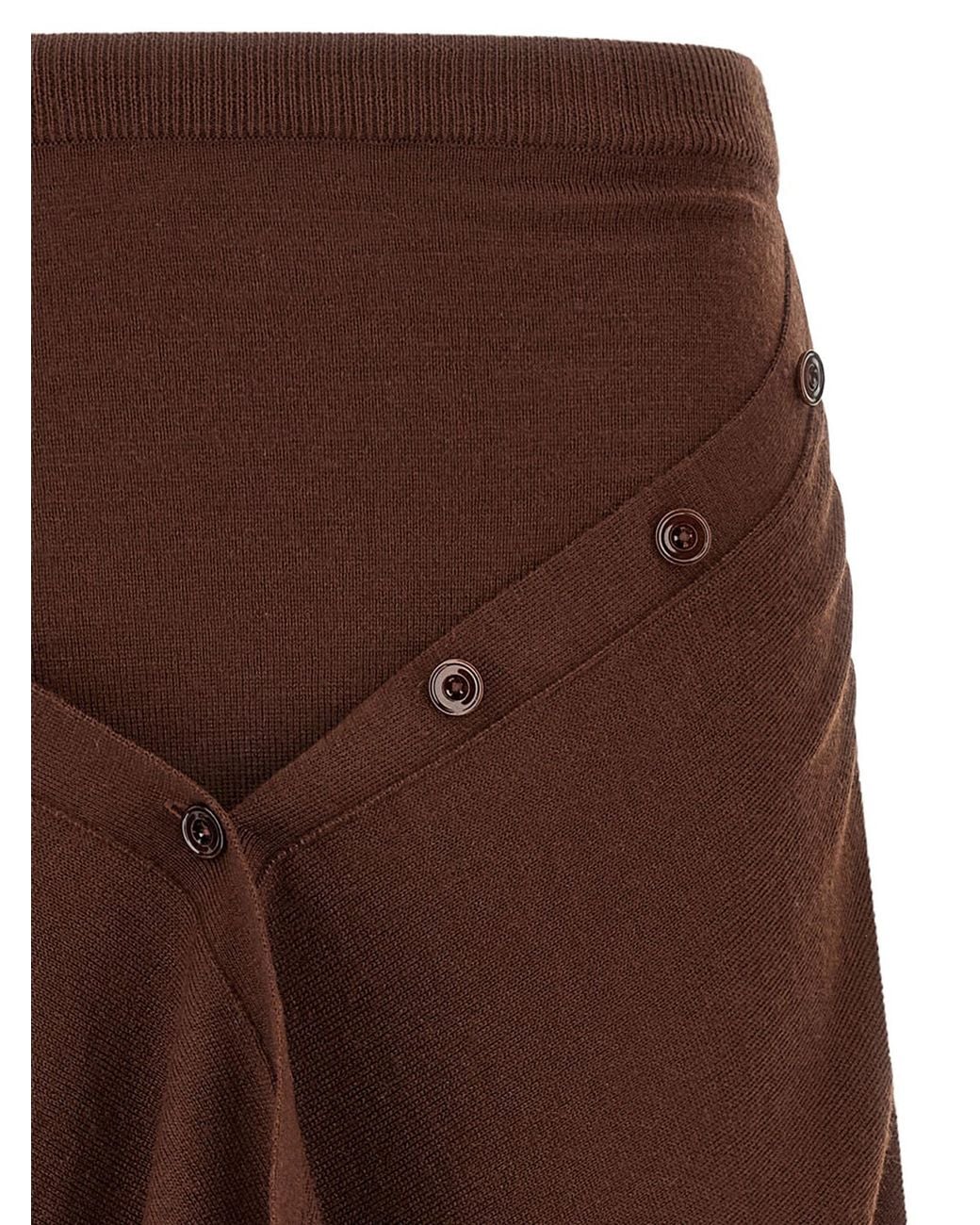 Lemaire Brown Button Asymmetrical Skirt