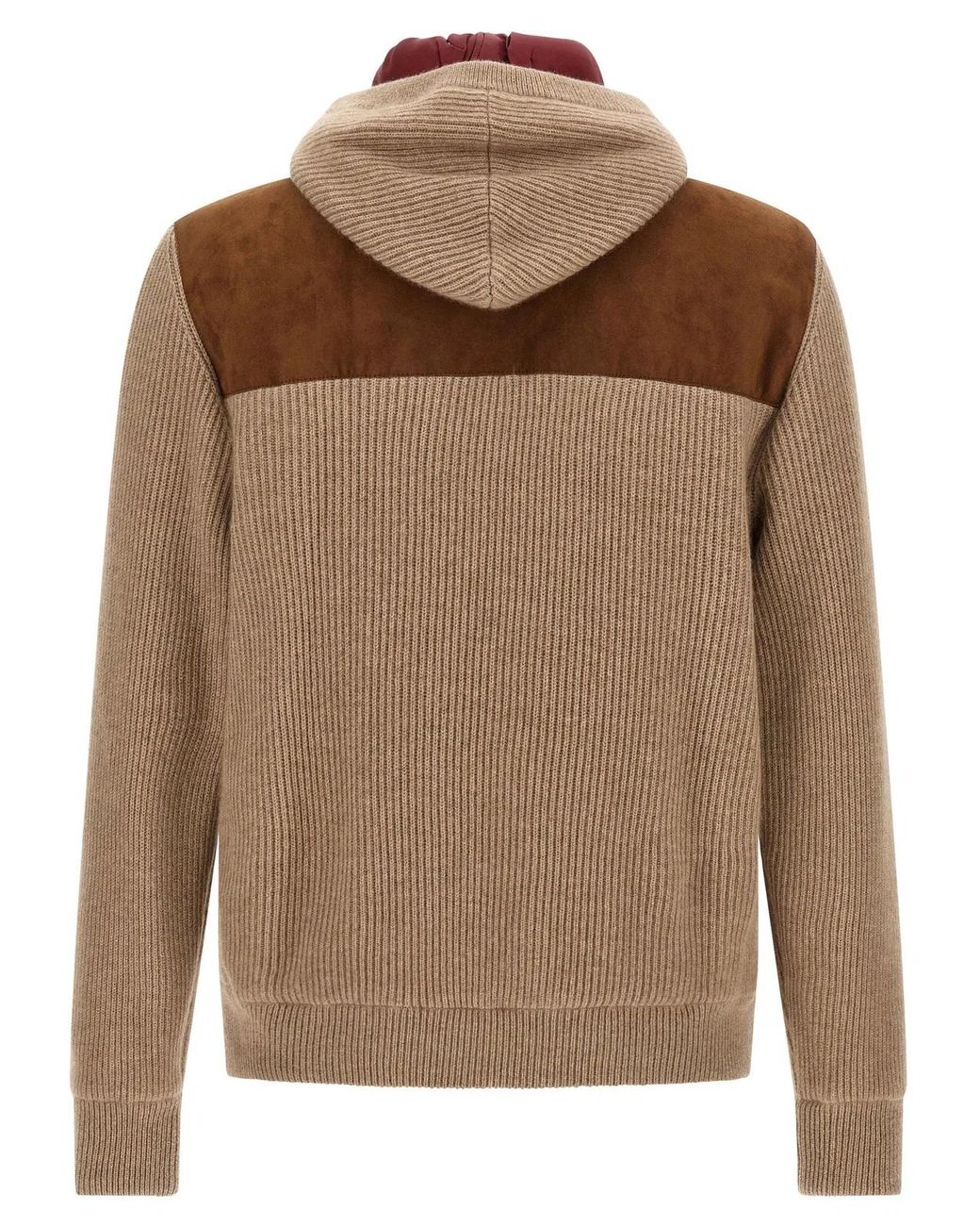 Brunello Cucinelli Brown Suede And Cashmere Bomber Jacket for men