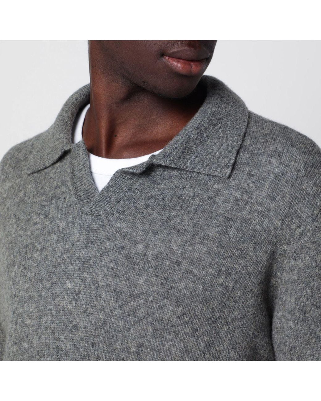 Roberto Collina Gray Mélange Wool Sweater for men
