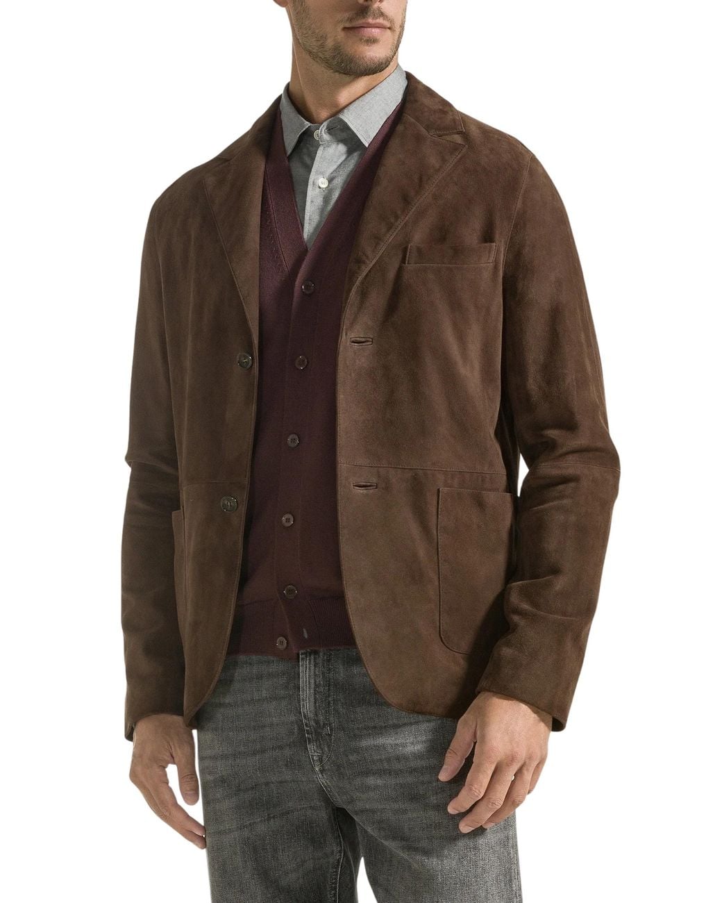 SEVENTY VENEZIA Brown Suede Jacket for men
