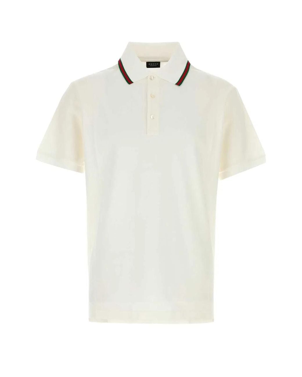 Gucci White Short-Sleeved Polo With Web Band for men