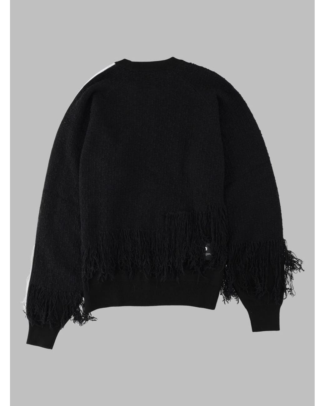 Y-3 Black Three-Stripe Textured Knit Sweater