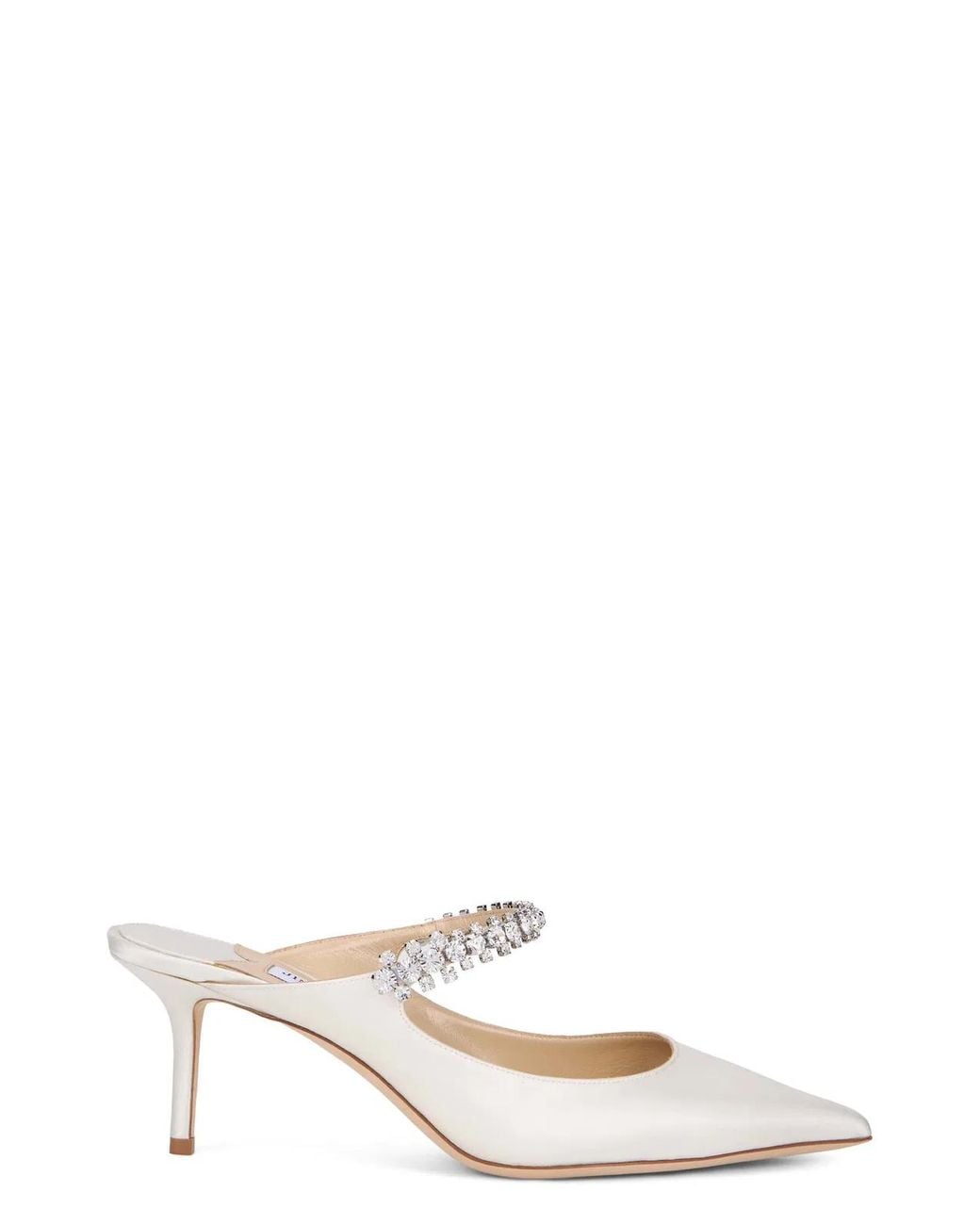 Jimmy Choo White Pointed Décolletage With Rhinestones