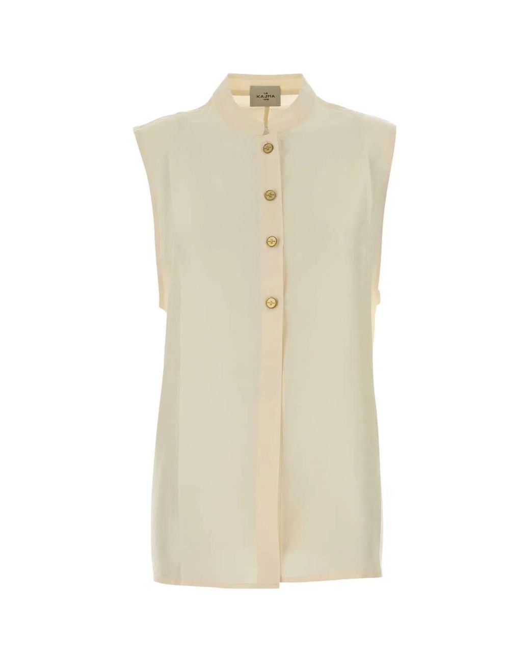 LeKasha Natural Sleevless Shirt With Side Openings