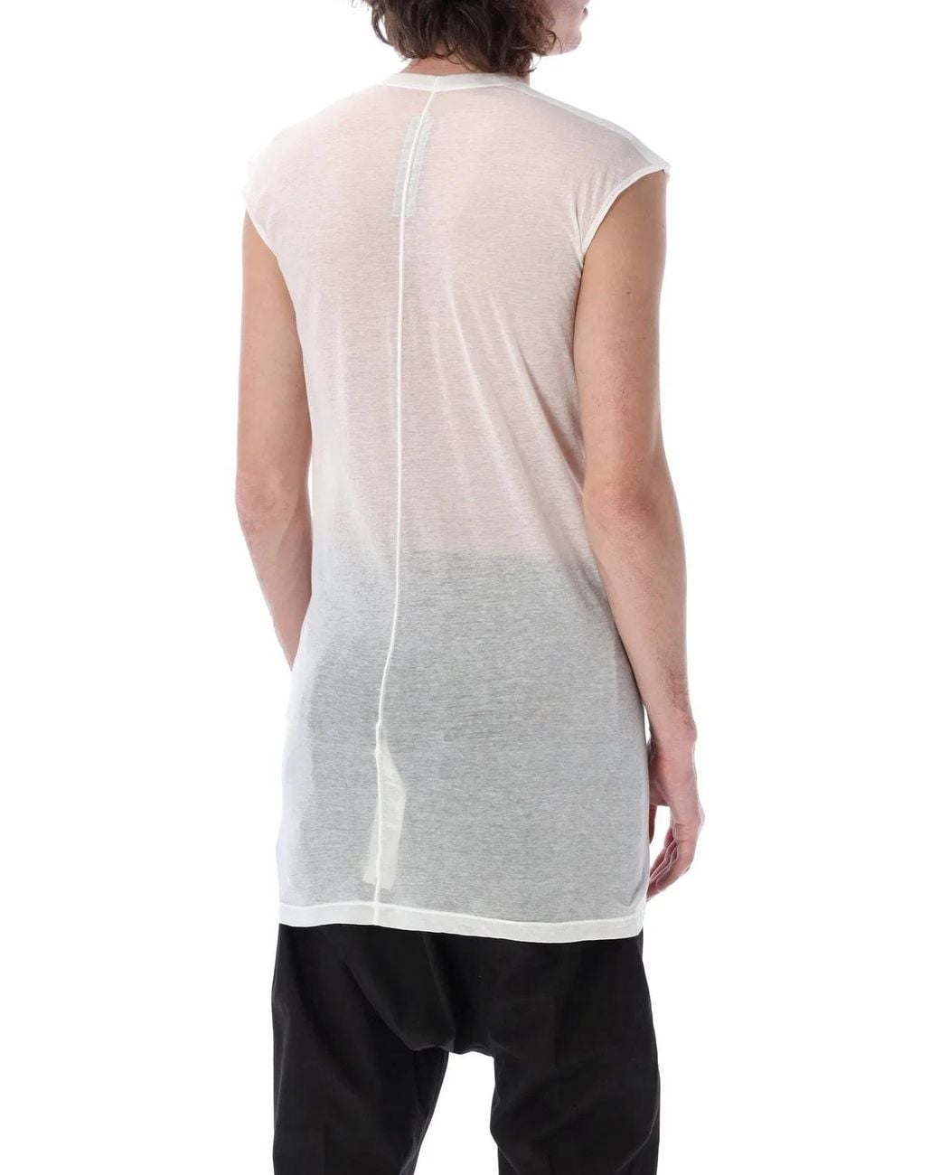 Rick Owens White Dylan T With Deep V Neck for men